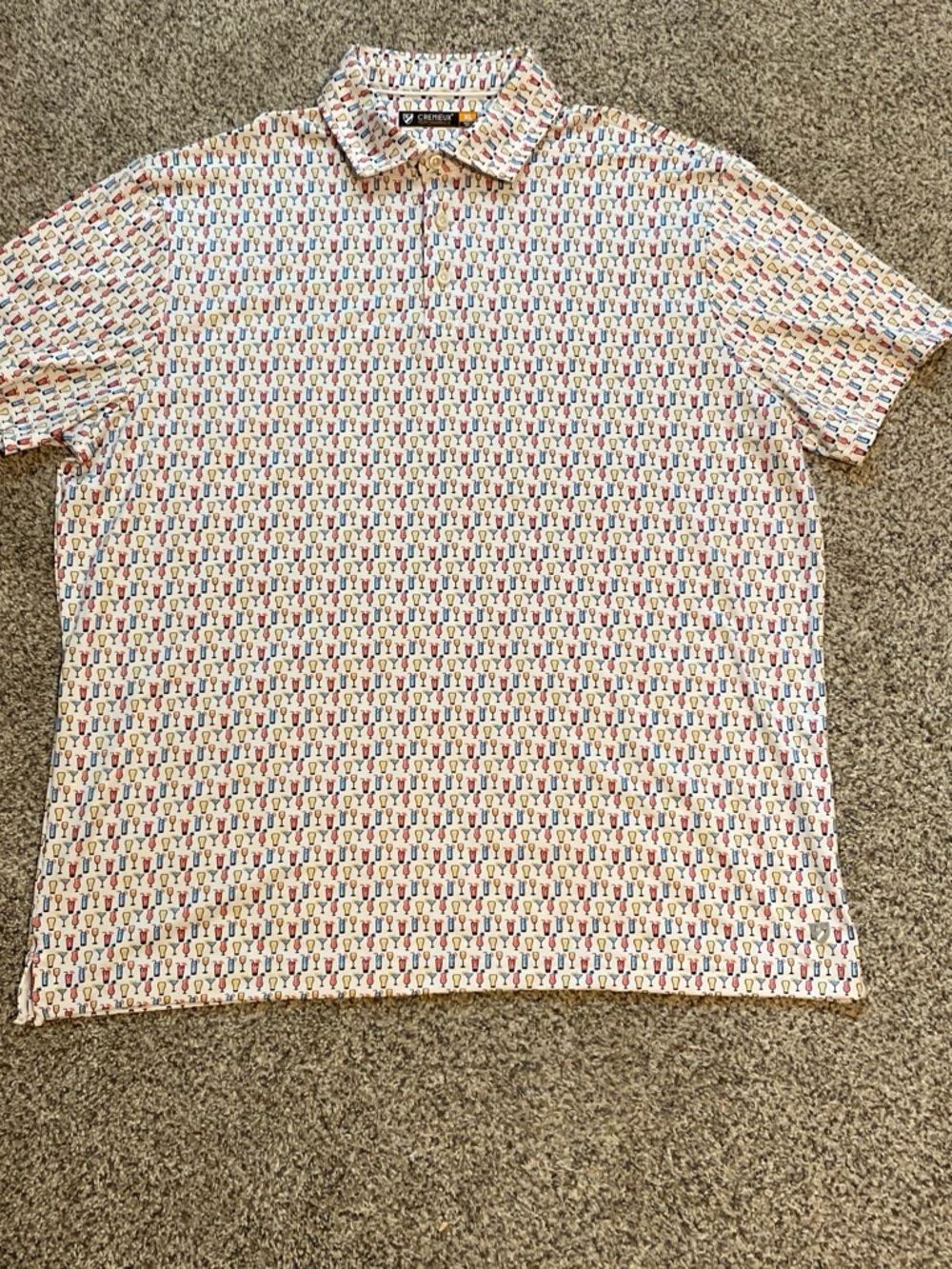 Daniel Cremieux White Polo with Red, Blue, Yellow Cocktail Print